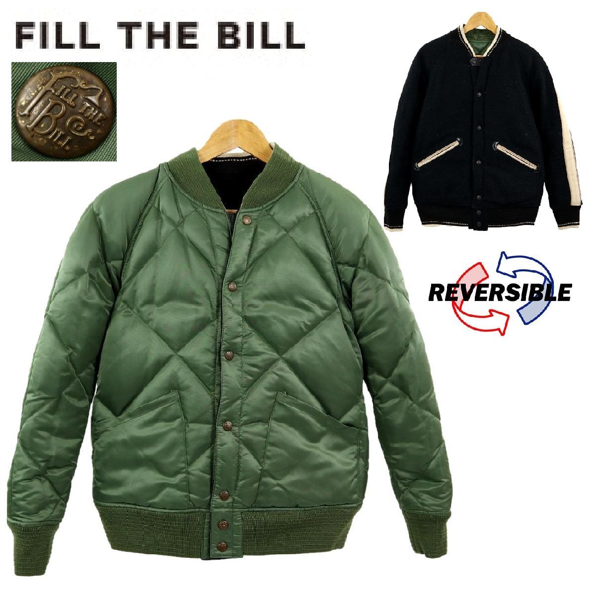 B1433】【美品】FILL THE BILL フィルザビル MA-1 フライトジャケット キルティングジャケット ダウンジャケット リバーシブル -  メルカリ