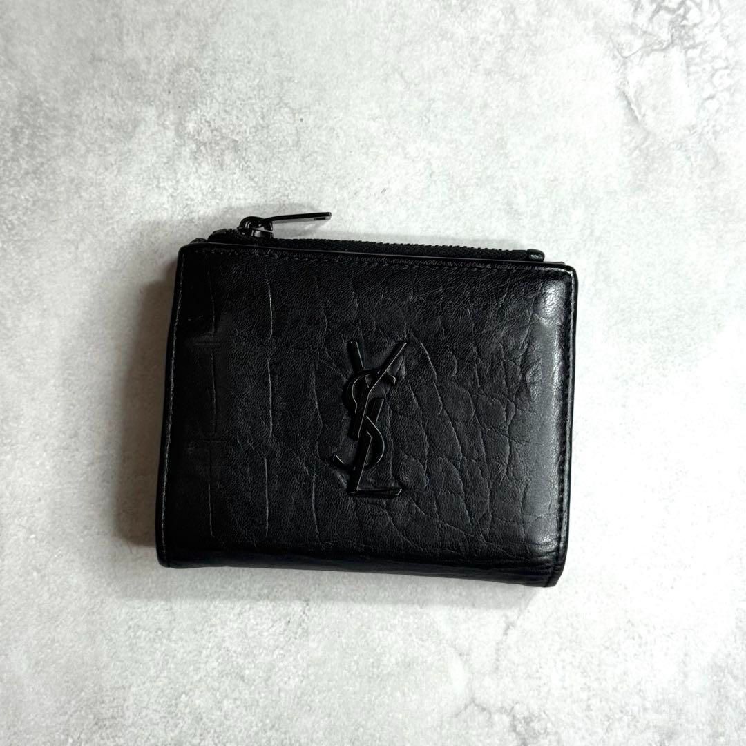 ✨新品未使用✨　Yves Saint Laurent 長財布　クロコ　がま口 ✨未使用に近い✨ Yves Saint Laurent 長財布 がま口 YSL - メルカリ