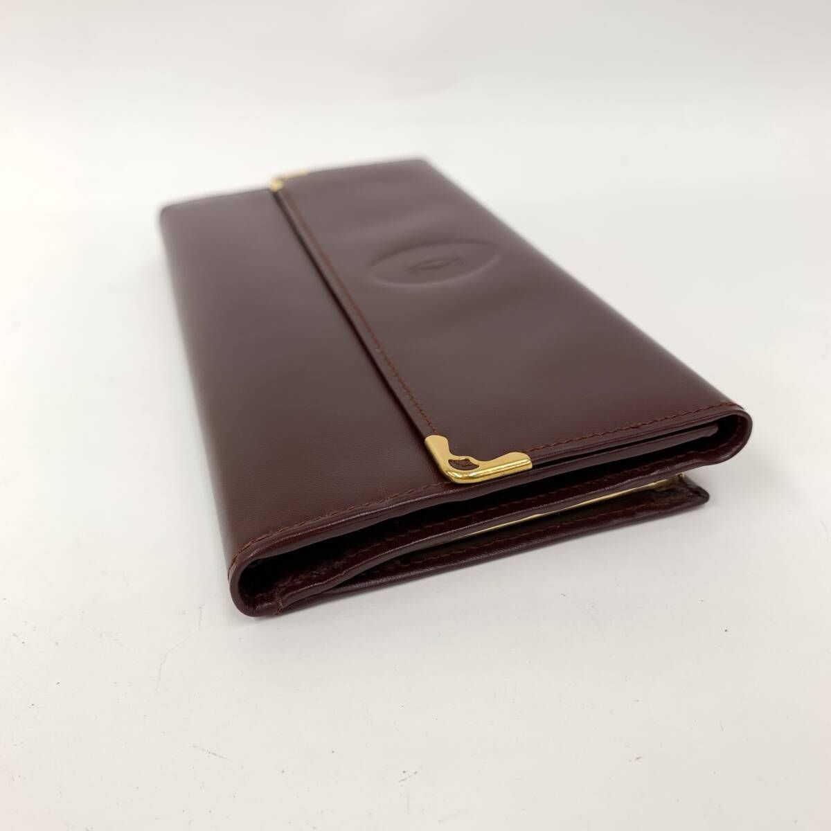 美品 Cartier カルティエ マストライン 三つ折り 長財布 がま口 レザー kaipre_1000076102201