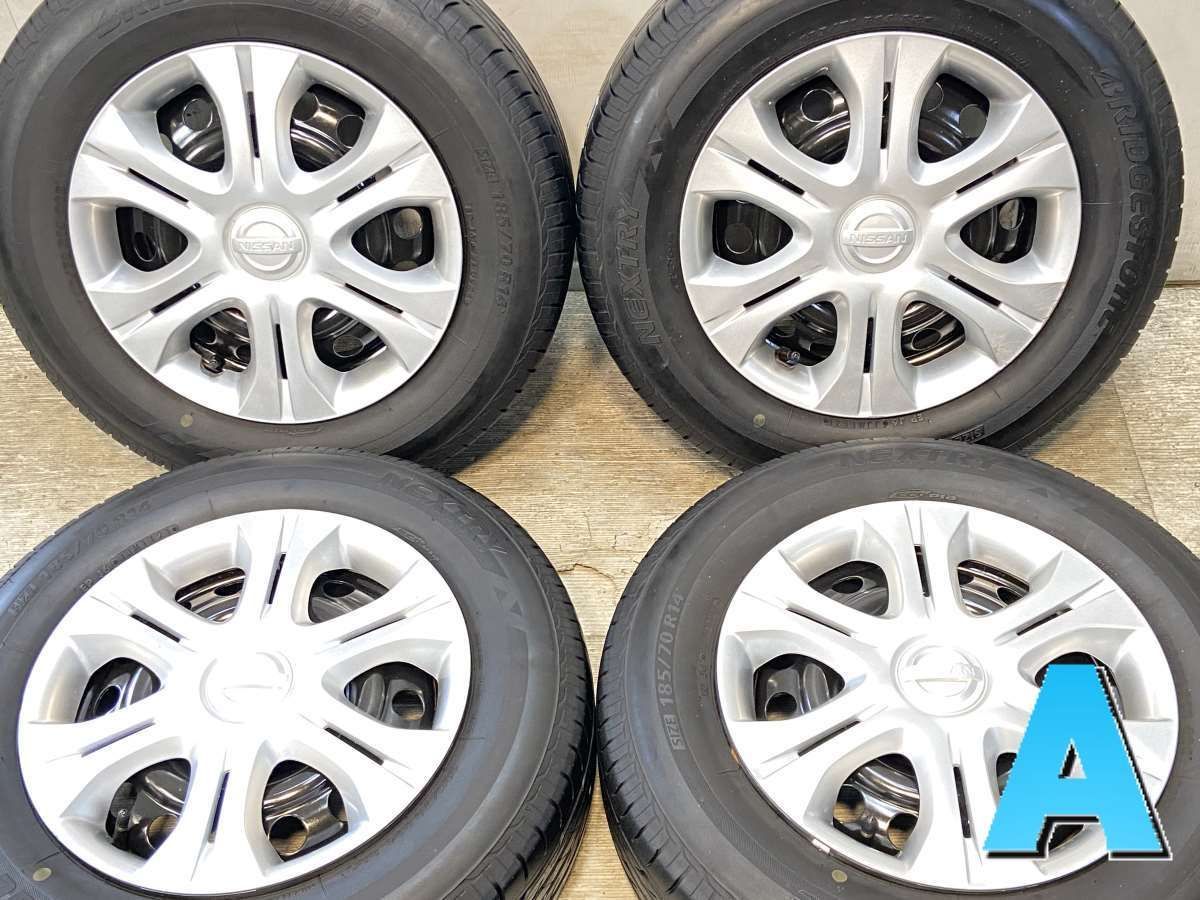 2021年製　ブリヂストン　ネクストリー　185/70R14　国産　バリ溝90% 185/70R14 ブリヂストン ネクストリー 日産純正 14x5.5 100-4穴