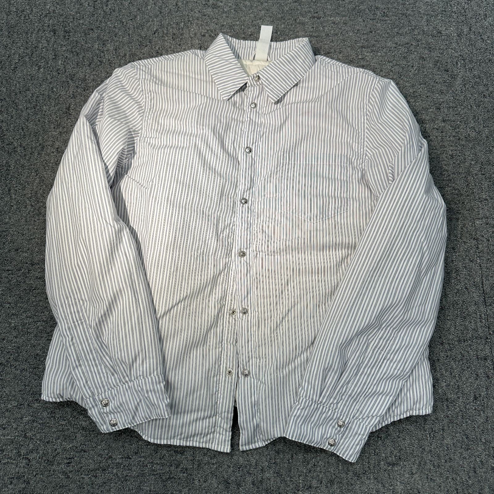 新品クロムハーツ LOOSE ENDS DOWN ストライプ シャツ 中綿 XL - メルカリ