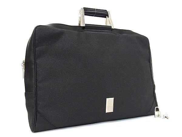 新品同様 dunhill ダンヒル PVC×レザー ハンドバッグ ビジネスバッグ ブリーフケース メンズ ブラック系 BG9120