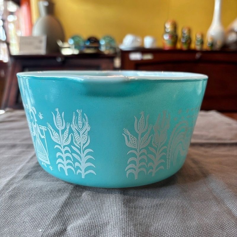 Pyrex オールドパイレックス バタープリント キャセロール φ15.5cm USA