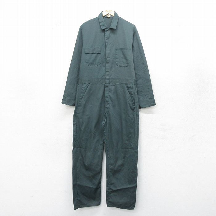 W40/古着 シアーズ 長袖 ワーク ツナギ メンズ 80s 大きいサイズ タロン 緑 グリーン 24jun01 中古 オールインワン ボトムス