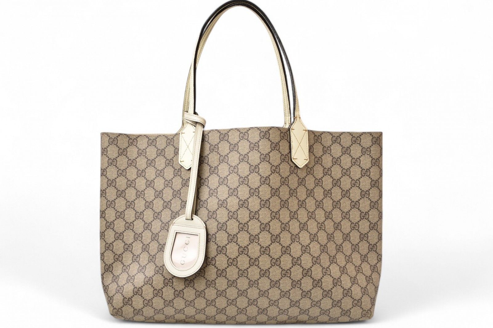 グッチ ショルダーバッグ|トートバッグ GGスプリーム|レザー GUCCI ミディアム リバーシブル GGベージュ|ホワイト レディース 368568