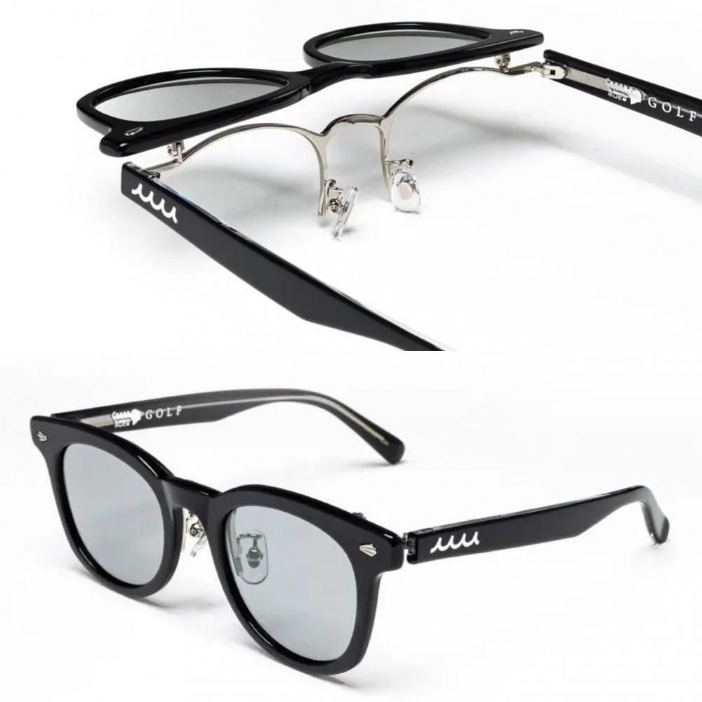 ムータエレブロコラボ　フリップサングラス 黒 クリーニングクロス付　ダブルネーム ELEBROU x muta MARINE WELLINGTON FRAME SUNGLASSES [全2色