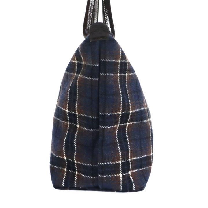 美品　LONCHAMP　ミニ トートバッグ ハンドバッグ ウール ロゴ ワッペン 美品 LONCHAMP ミニ トートバッグ ハンドバッグ ウール ロゴ ワッペン