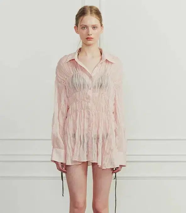 PAIN OR PLEASURE MEMORY SHIRRING SHIRT pink