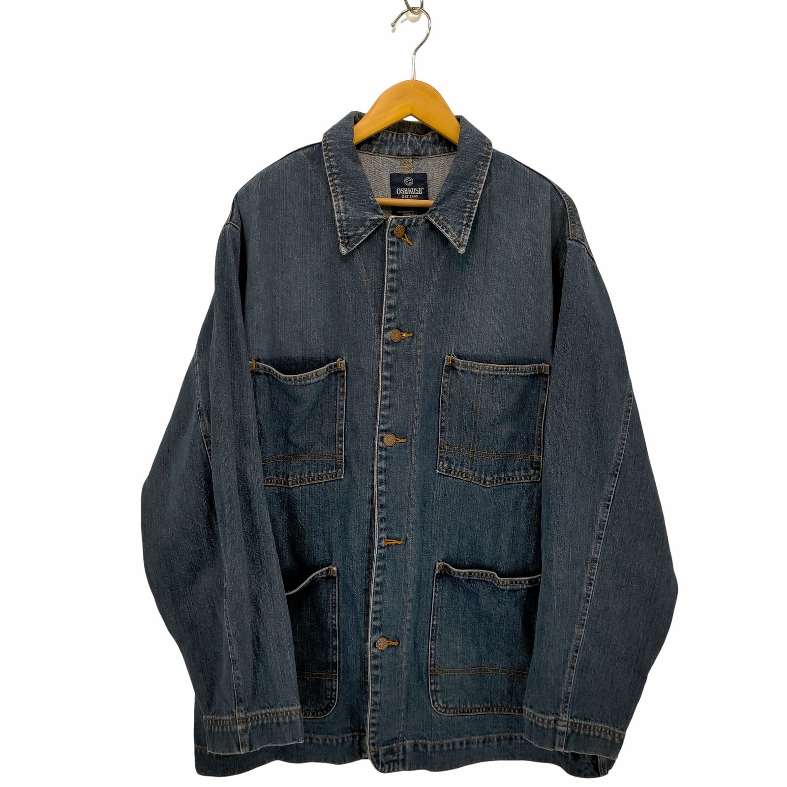 【希少デザイン】OSH KOSH カバーオール デニムジャケット 90s オシュコシュ OSHKOSH カバーオール デニムジャケット メンズ
