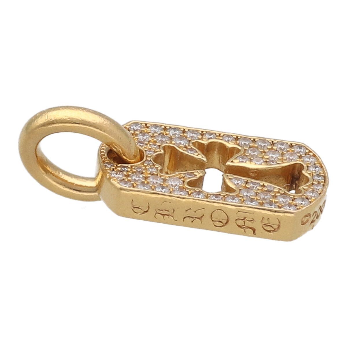 【中古】 CHROME HEARTS クロムハーツ タイニーカットアウトクロスドッグタグ 22K パヴェダイヤ ペンダント ネックレス チャーム アクセサリー インボイス 24028237 AO