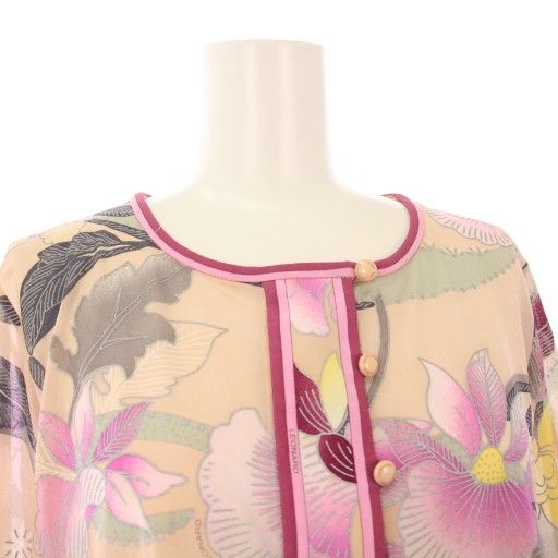 【LEONARD FASHION】長袖ブラウス　花柄イエロー［確認事項あり］ LEONARD FASHION】長袖ブラウス 花柄イエロー［確認事項あり