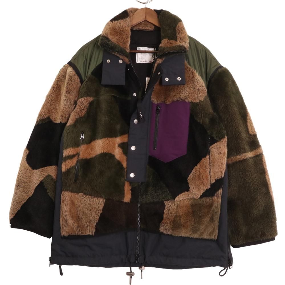 サカイ × カウズ 21AW Jacquard Faux Fur Reversible Blouson ファー 