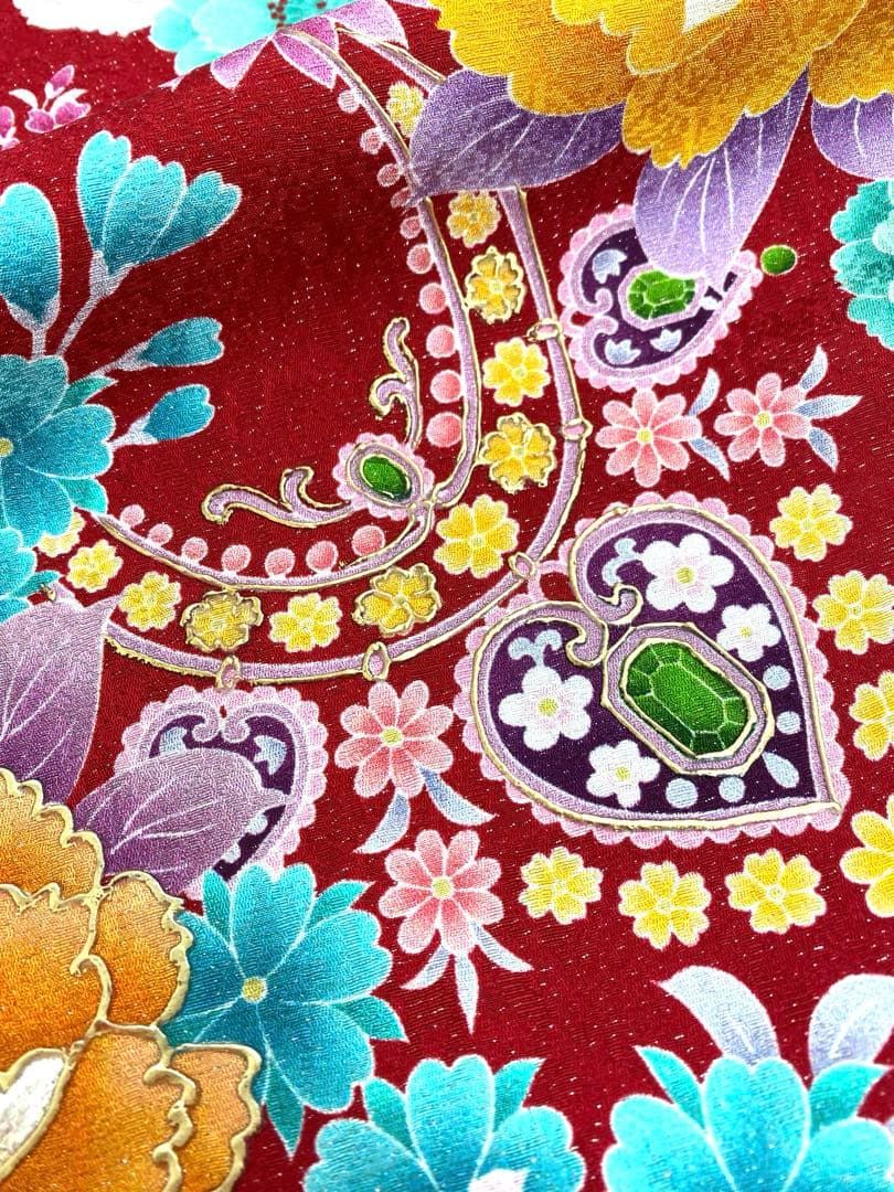 振袖 仮絵羽 舞台衣装 京友禅 銀通し 刺繍 金彩 正絹 未仕立て品 八掛 