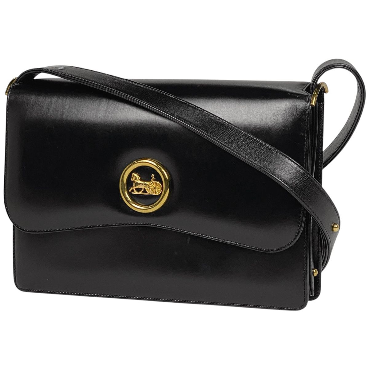 セリーヌ CELINE 馬車金具 ショルダーバッグ 肩掛け ショルダーバッグ レザー ブラック レディース