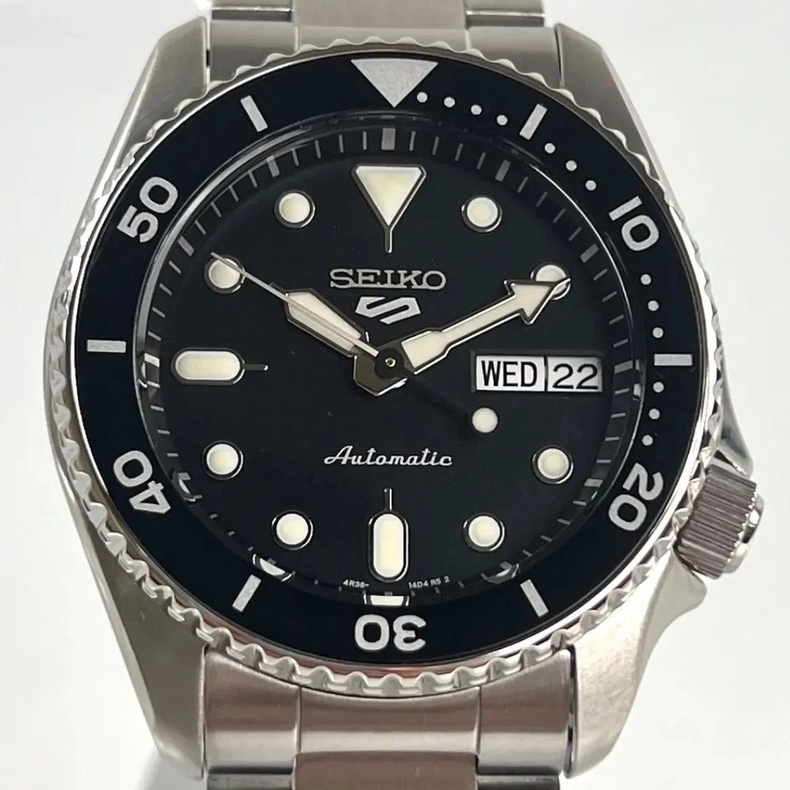 【本物保証】 超美品 セイコー SEIKO セイコー5 デイデイト ファイブスポーツ 裏スケ メンズ 自動巻き 腕時計 4R36 03T0 SRP605K2