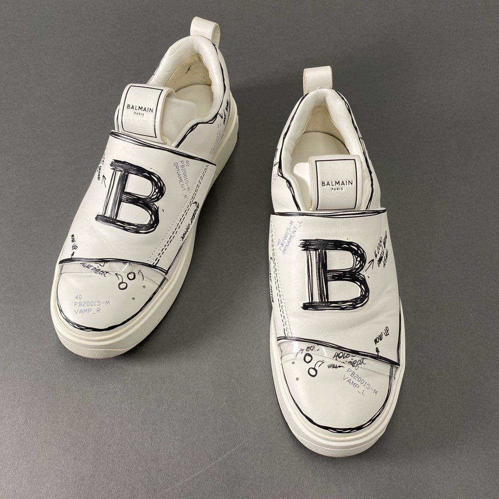 6d12 BALMAIN バルマン B Court Sketch Effect Sneaker Bコート ...