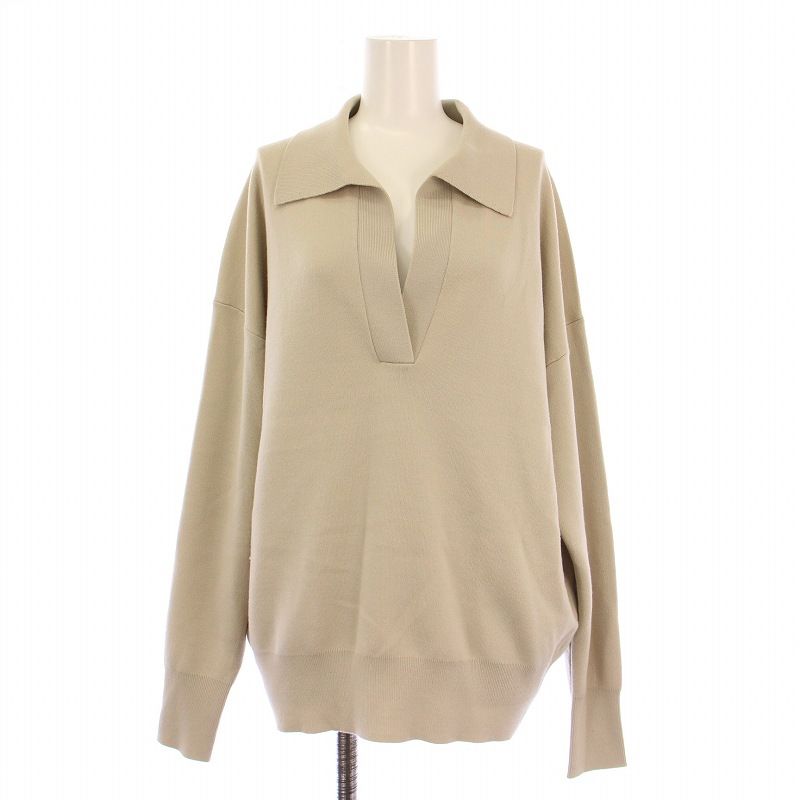 エーピーストゥディオ AP STUDIO 23AW Skipper Knit スキッパーニット 長袖 ストレッチ 無地 ウール F ベージュ 23080586203030 |BB