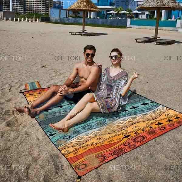 ビーチブランケット ビーチブランケット 防水 砂防止 防水 ピクニックブランケット 旅行/キャンプ/ハイキング/ピクニック/音祭用 (オレンジ/ピンク/ローズ(79 : Old Bahama Bay ビーチブランケット 防水 砂防止 ピクニックブランケット キャンプ 折りたたみ式  ビーチマット 砂不使用 大型 ポータブル 洗濯可能 プレイマット 軽量 アウトドアパーク用 : スポーツ＆アウトドア