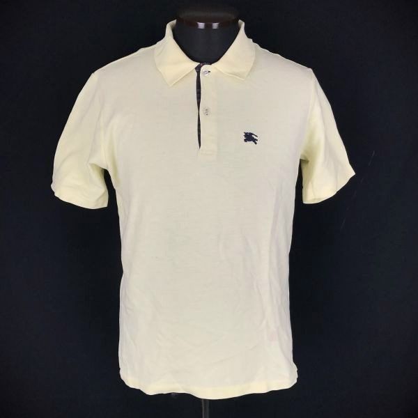 80s-90s Vintage 英国製 バーバリー Burberrys コットン 半袖ポロシャツ メンズM イエローベージュ Made in England tops shirts zBF313