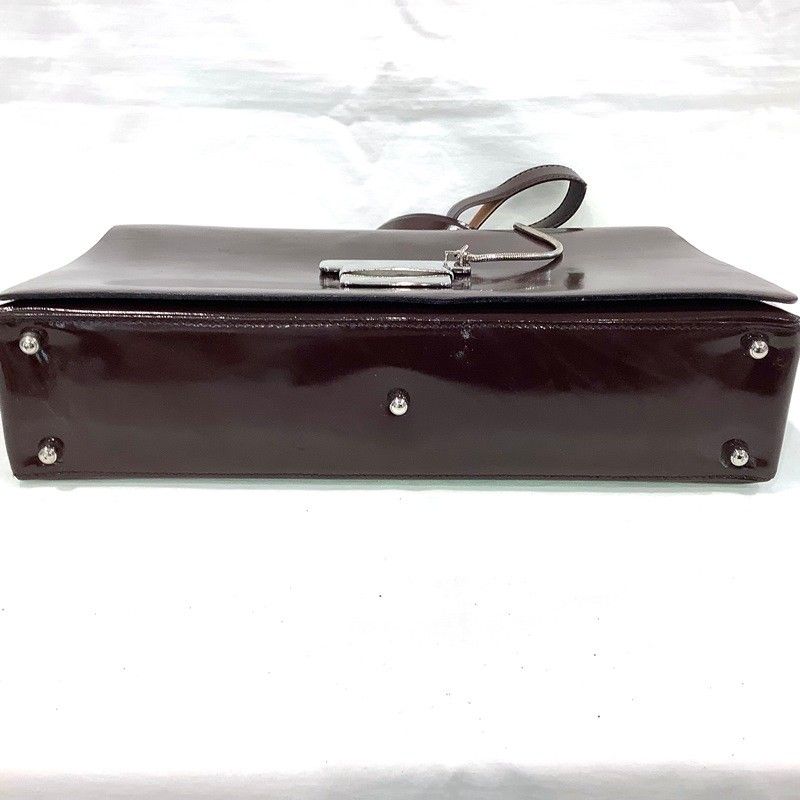 GUCCI グッチ ショルダーバッグ エナメル ダークブラウン シルバー金具