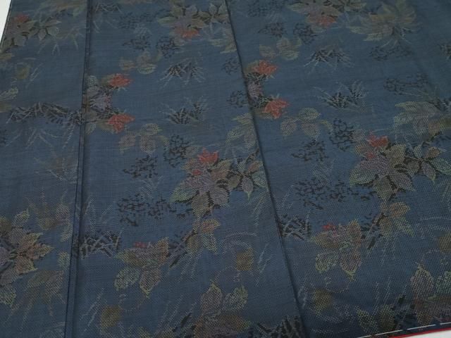 平和屋着物●本場大島紬　9マルキ　泥染め　草花文　西松公一作　証紙付き　正絹　逸品　CAAX1061vf 平和屋着物○本場大島紬 9マルキ 泥染め 草花文 西松公一作 証紙付き