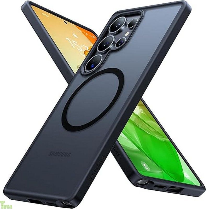 TORRAS Galaxy S25 Ultra 用 ケース【米軍進化耐久・高精密Magsafe対応】 耐衝撃防災 マグネット搭載 ワイヤレス対応 半透明 マット 黄ばみなしブラック a