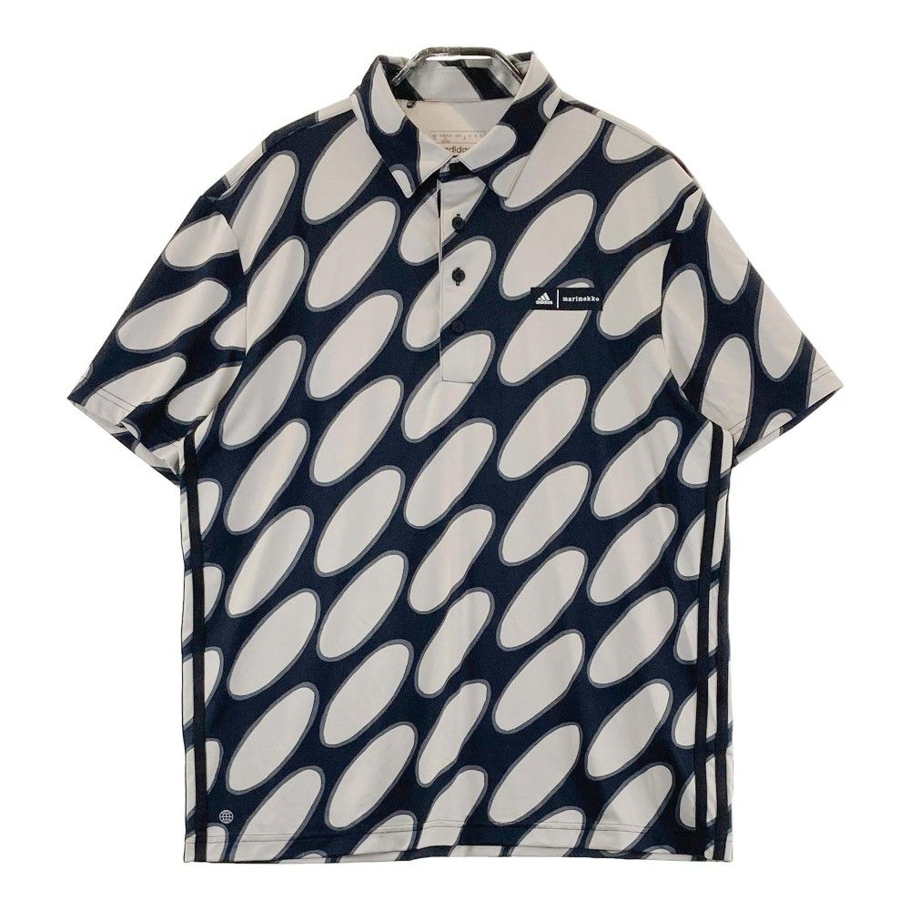 サイズ：XL ADIDAS GOLF アディダスゴルフ ×マリメッコ 2023年モデル 半袖ポロシャツ リンッシ柄 ブラック系 [240101294765]# ゴルフウェア メンズ ストスト