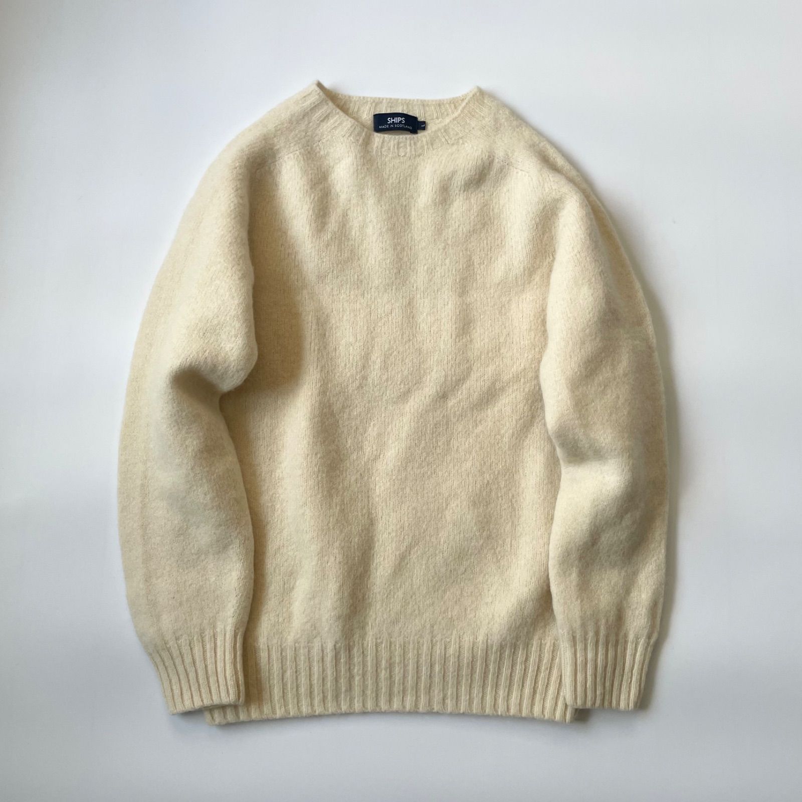 SHIPS × Harley of Scotland / PURE NEW WOOL SADDLE SHOULDER CREW NECK SWEATER