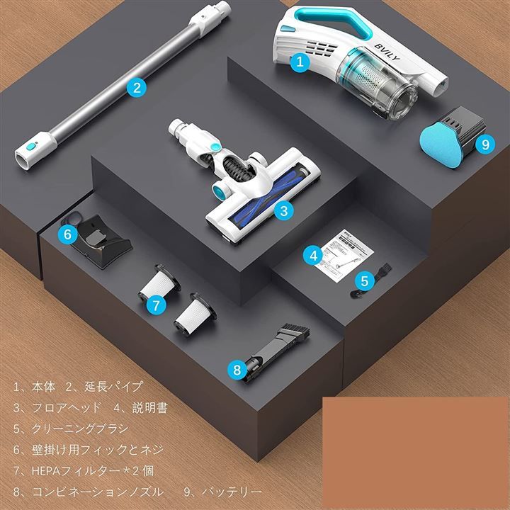 BVILY 掃除機 コードレス 強吸引力 サイクロン 2WAY 静音 40分長時間 