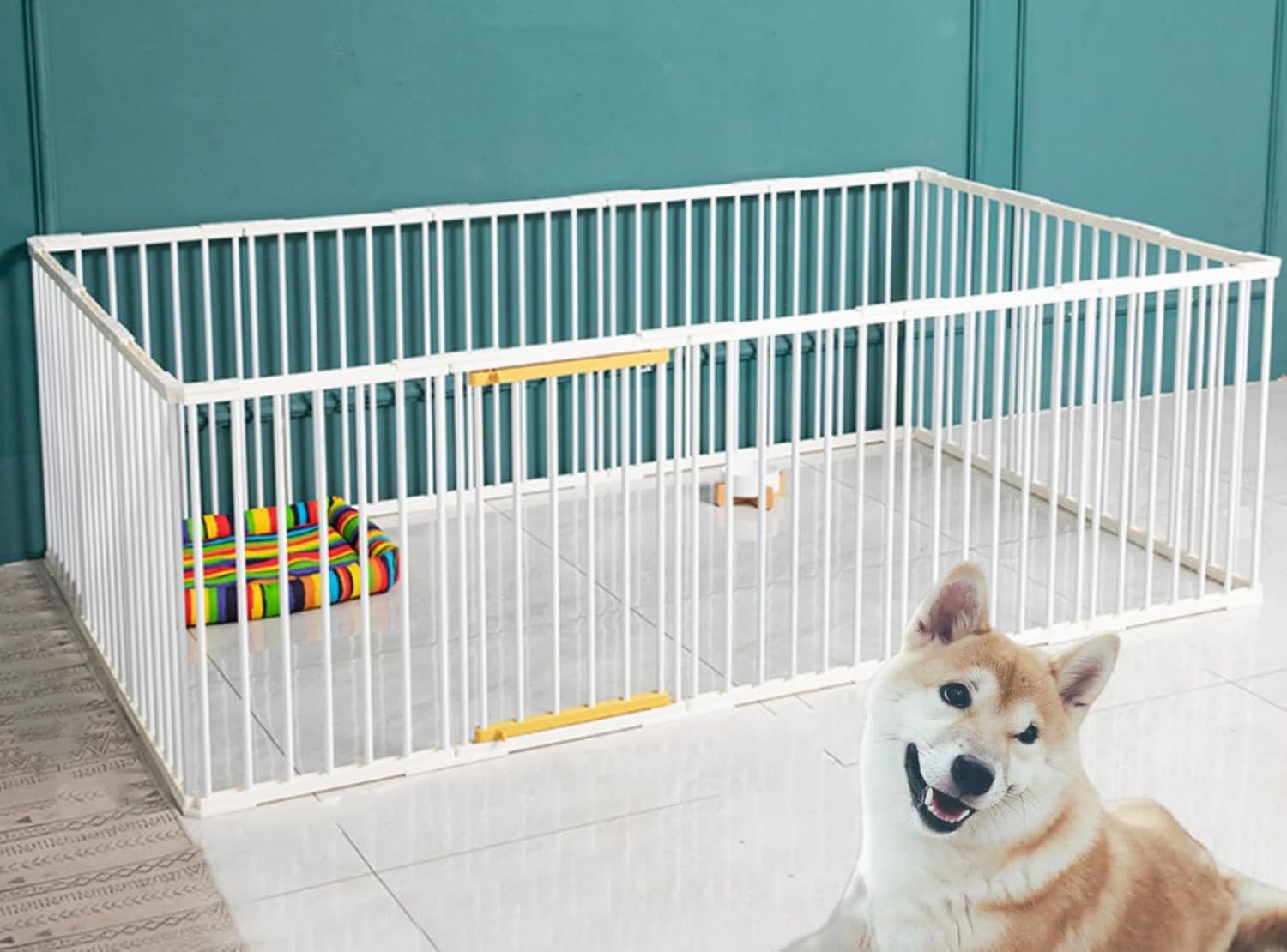 YFFSFDC ペット プレイ サークル 小動物フェンス アウトドア|室内 遊び用のサークル 折り畳式 小動物 メッシュ ケージフェンスペット ゲージ 収納簡単 軽量 脱走防止 袋付き ペットサークル 犬 ケージ