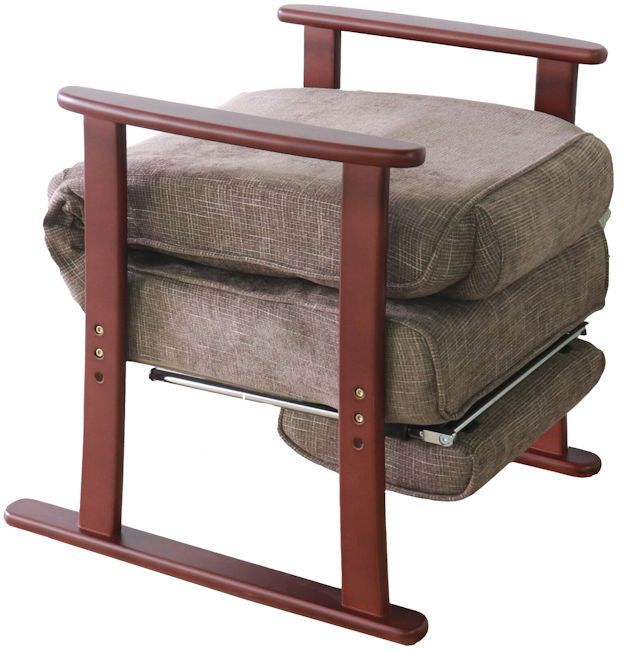 リクライニング木肘高座椅子