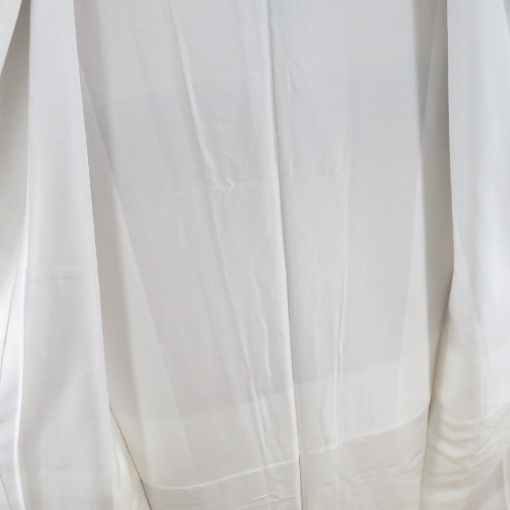 訪問着 縞に唐花文様 グレー色 紫ぼかし 袷 広衿 正絹 紋なし 仕立て