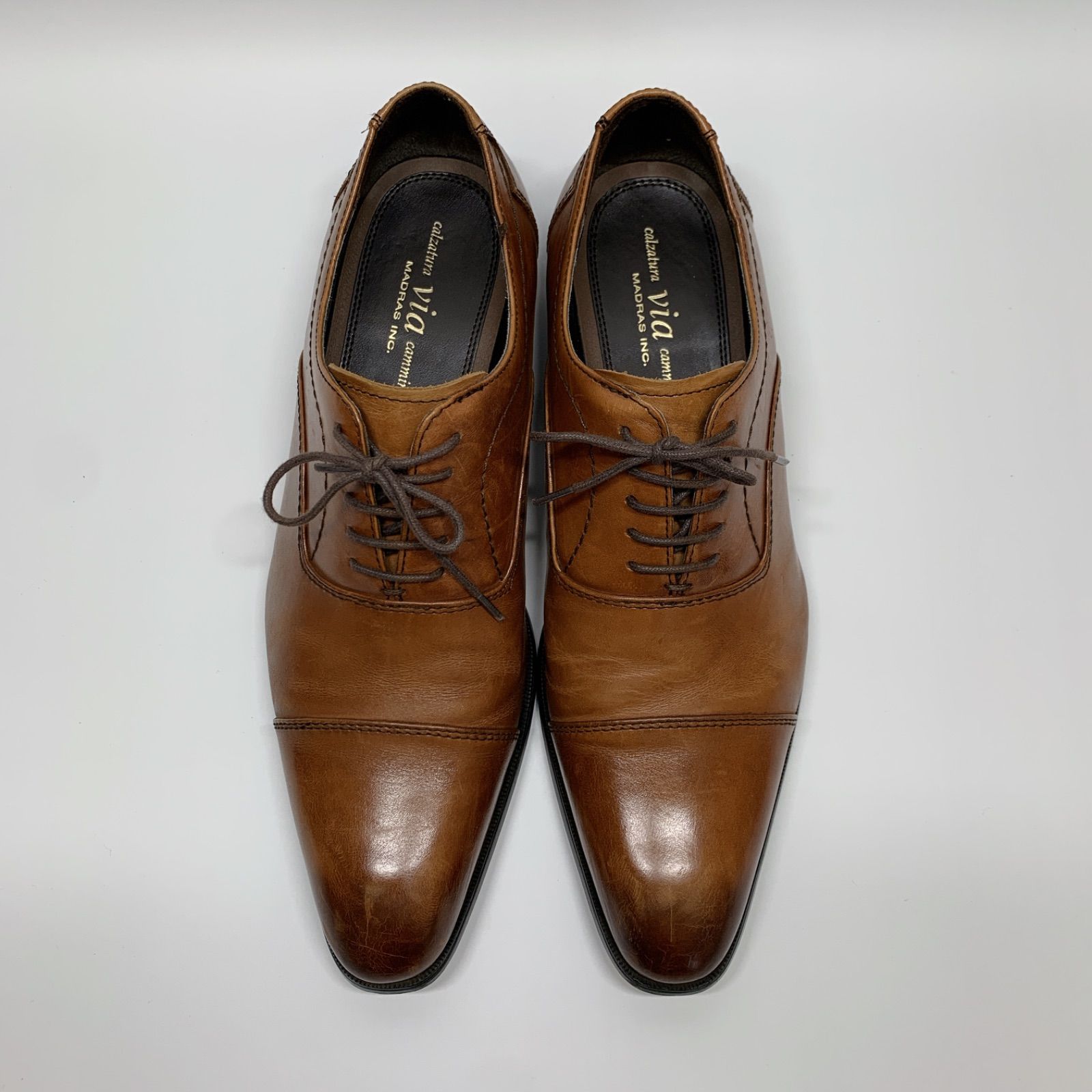 美品〇 マドラス madras calzatura via cammino ストレートチップ 