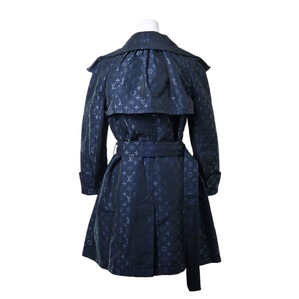 【美品】LOUIS VUITONルイヴィトントレンチコート　ネイビー LOUIS VUITTON ベルト付き モノグラム トレンチ コート 36 ネイビー