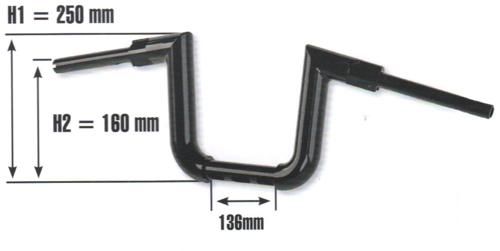 Atlas Wide ハンドルバー ブラック 高さ25cm 2015~23年FLTRモデルで油圧クラッチ車 但し FLTRXSEは除く