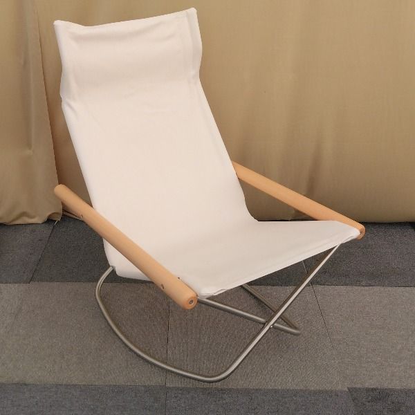 【中古】 NychairX ニーチェア エックス ロッキングチェア 折りたたみチェア ナチュラル/ホワイト ロッキングチェアー パーソナルチェア 1人掛け リラックス チェア イス 椅子