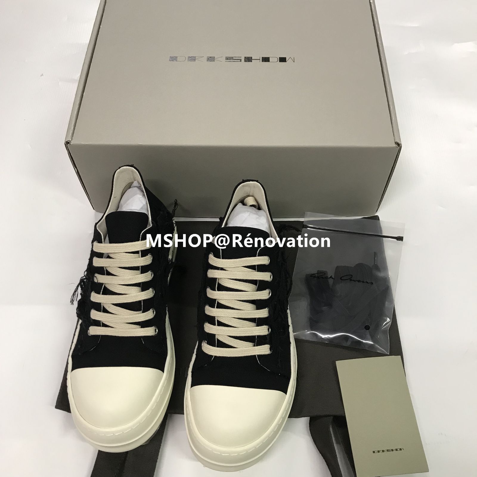 SINGLE SOLE LOW CUT SNEAKERS SLASH DENIM BLACK - RICK OWENS