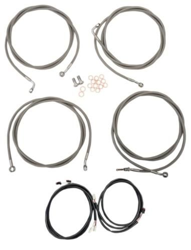 ハンドルバー コンプリートラインキット 2017〜20年ツーリング用ステンレスメッシュ 推奨ハンドル 8～10インチエイプハンガー