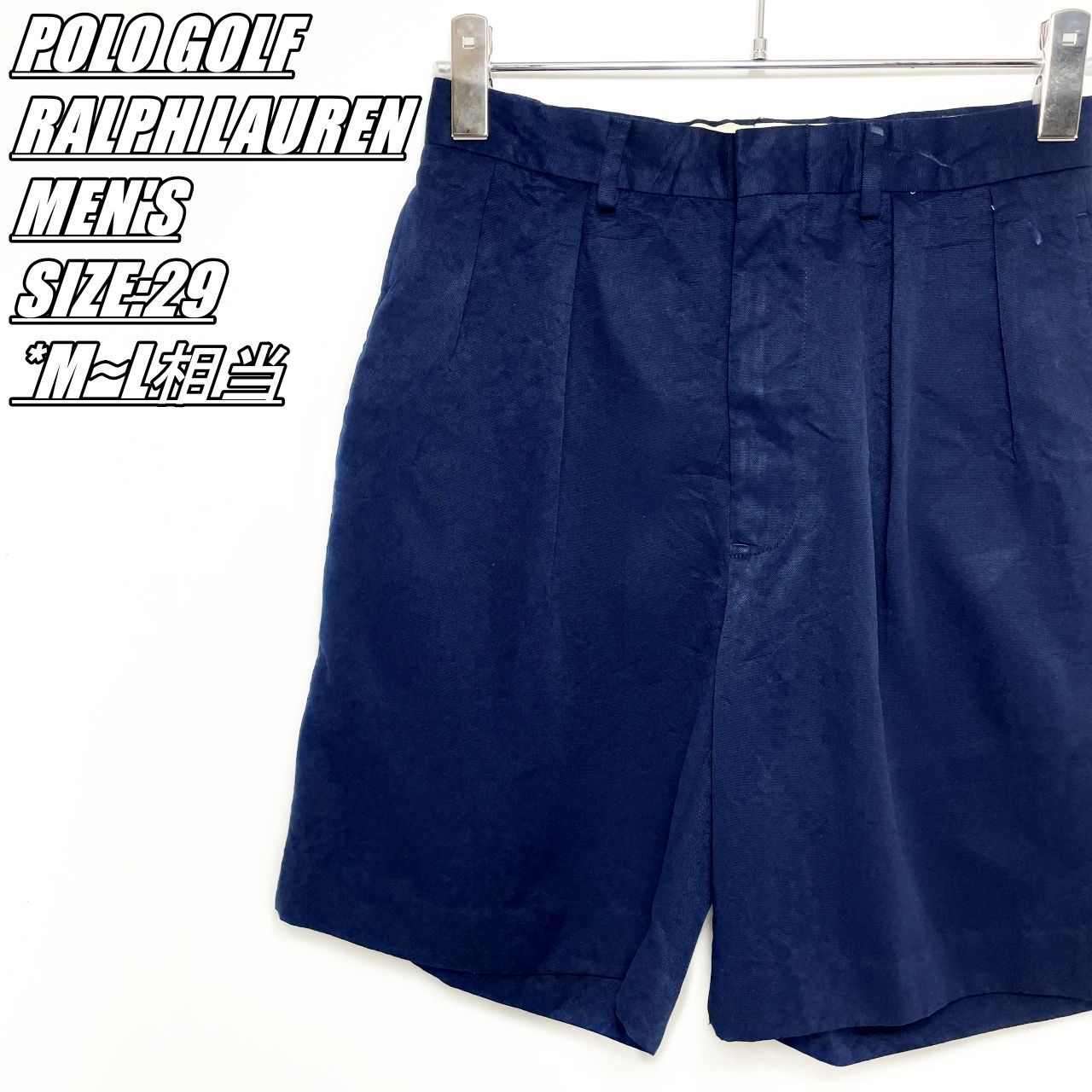 【US古着･90’s】POLO GOLF　RALPH LAUREN　ポロゴルフ　ラルフローレン　ショートパンツ　メンズ　サイズ表記29　M~L相当　ダークネイビー