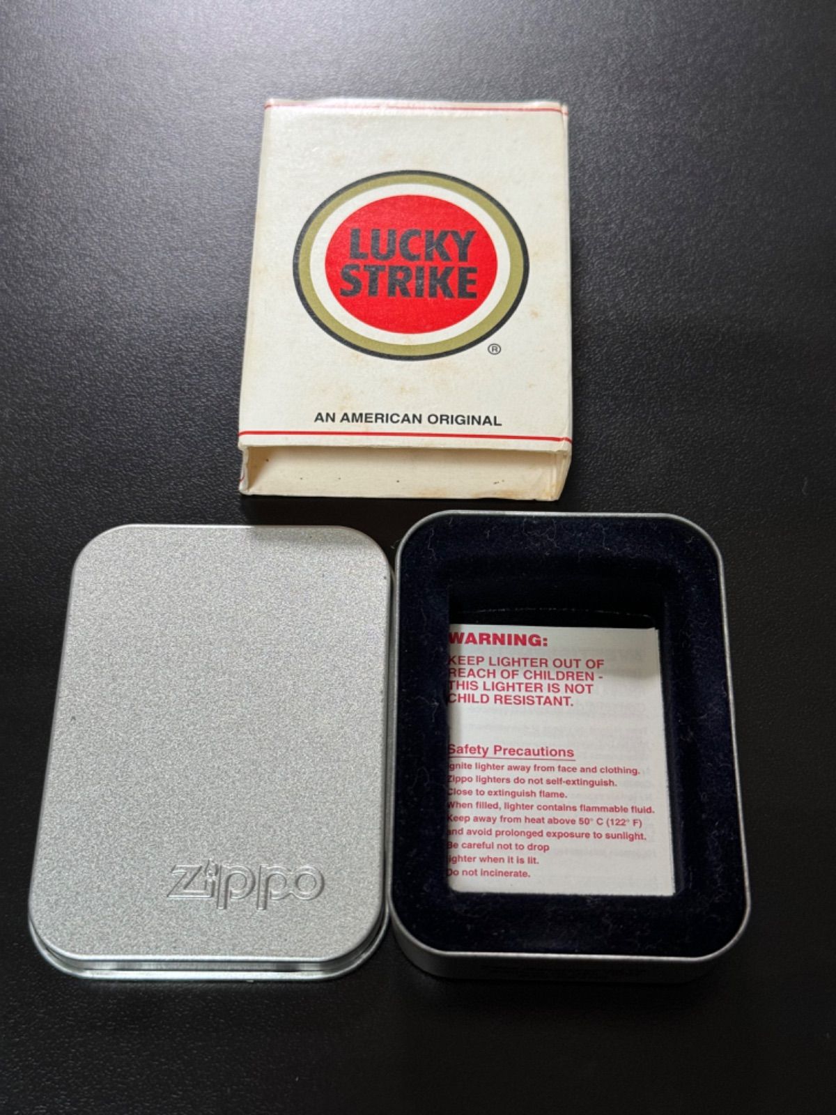 zippo LUCKY STRIKE 限定品 ラッキーストライク 1998年製 silver シルバー デットストック 専用缶ケース 保証書