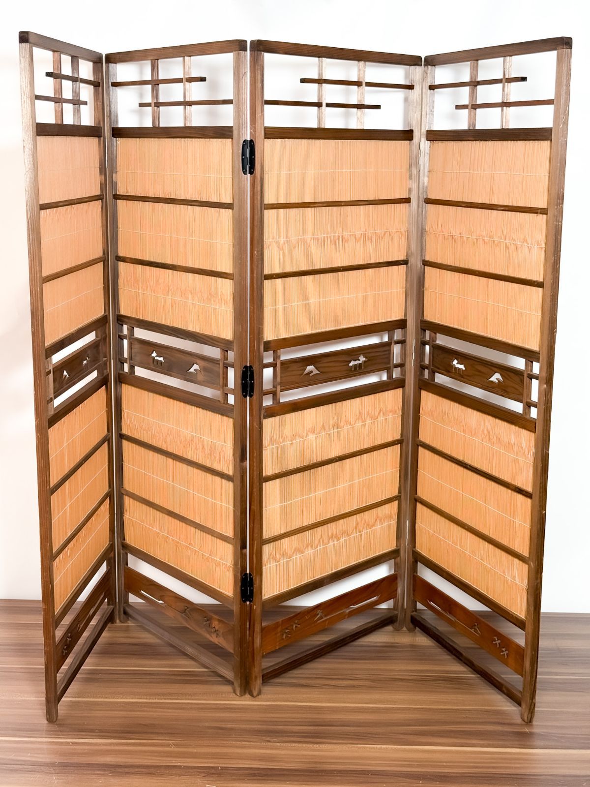 古美術 木製デザイン間仕切り 2枚セット 古美術 木製デザイン間仕切り