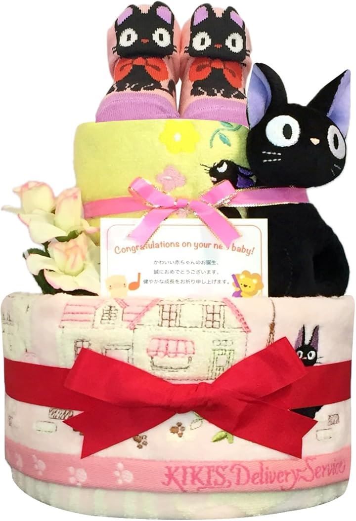 KanonBabys おむつケーキ 女の子 出産祝い 赤ちゃん 誕生日 ベビーシャワー ギフト ピンク 2段 Sサイズ