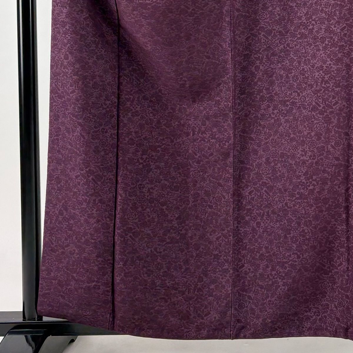 色無地 身丈160cm 裄丈64.5cm M 袷 地紋 紫 正絹
