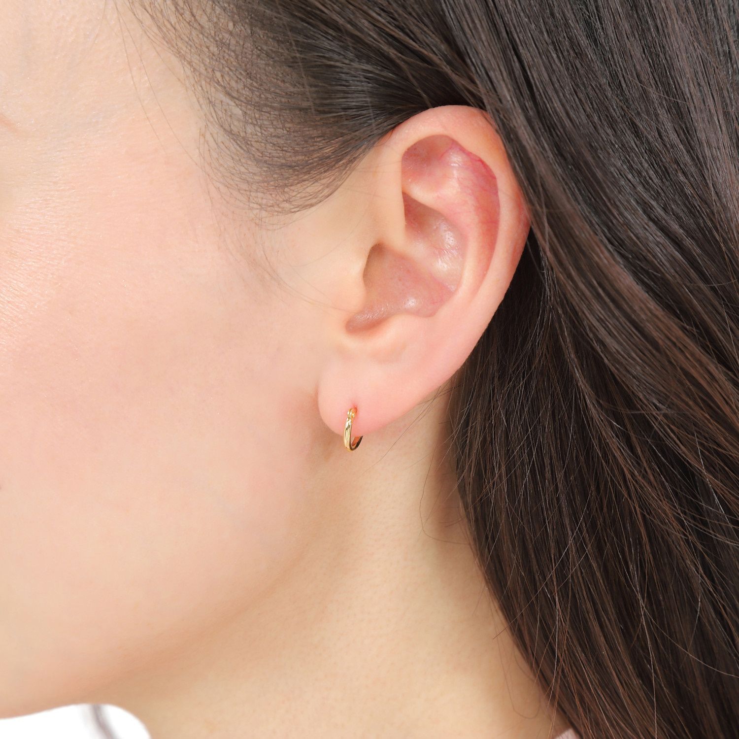 18金 フープピアス 1.5×10mm 片耳 ゴールド リング ピアス K18 18K 