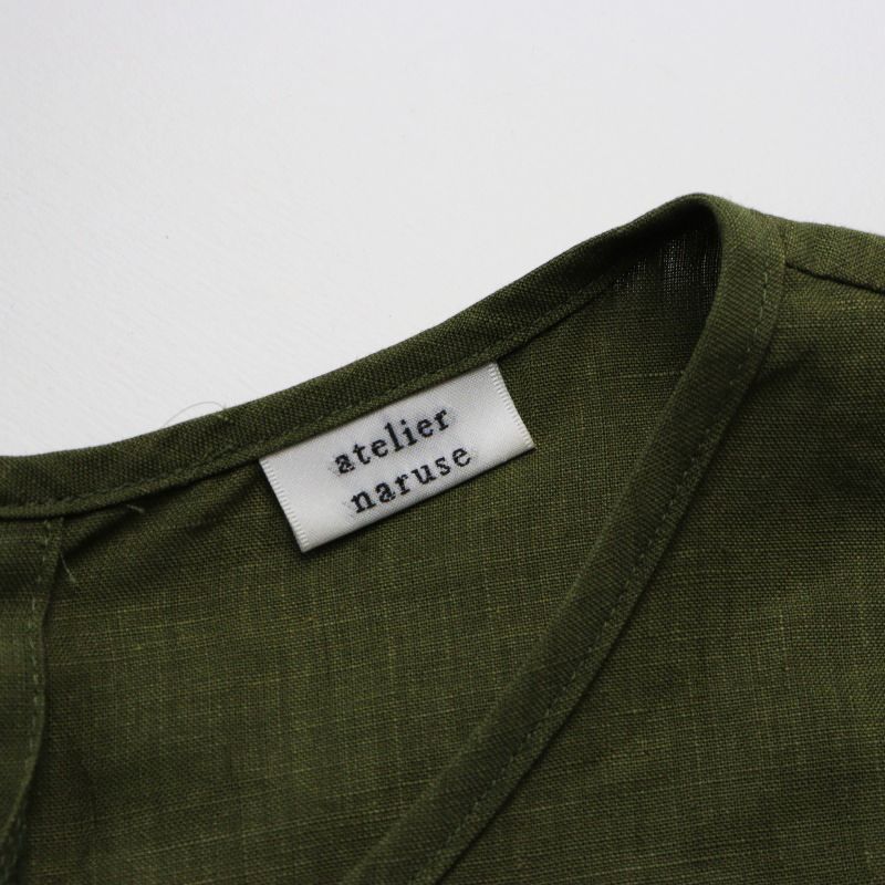 美品 アトリエナルセ atelier naruse リネンベルスリーブブラウス F 