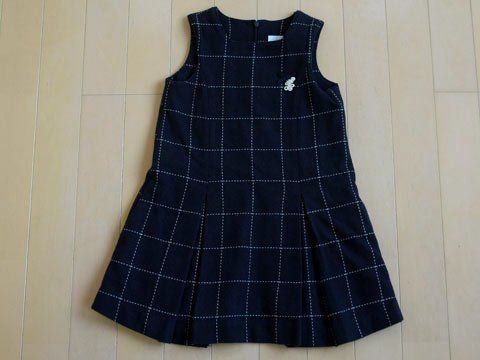 新作，定番 タルティーヌエショコラ Tartine et Chocolat 子供服 アウトレット 女の子 ジャンパースカート 110cm ★4 紺 チェック 入学式 卒園式 フォーマル 秋 冬 ガールズ 女児 キッズ 【中古】 ユーズド リサ ジャンバースカート
