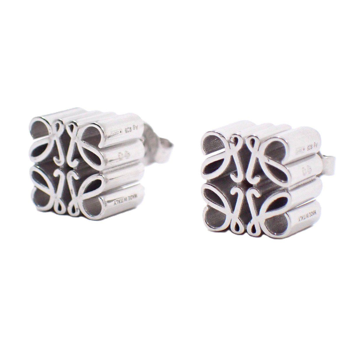 LOEWE ロエベ アナグラム キューブ スタッズ ピアス シルバー925