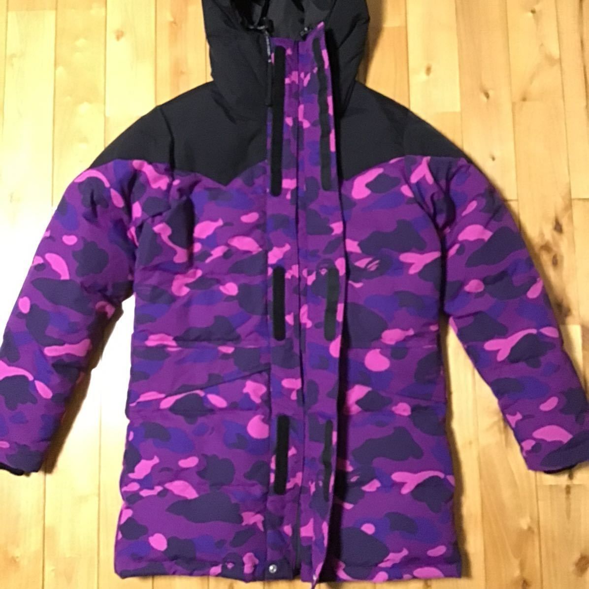 Purple camo ロング ダウンジャケット Sサイズ a bathing ape BAPE ...