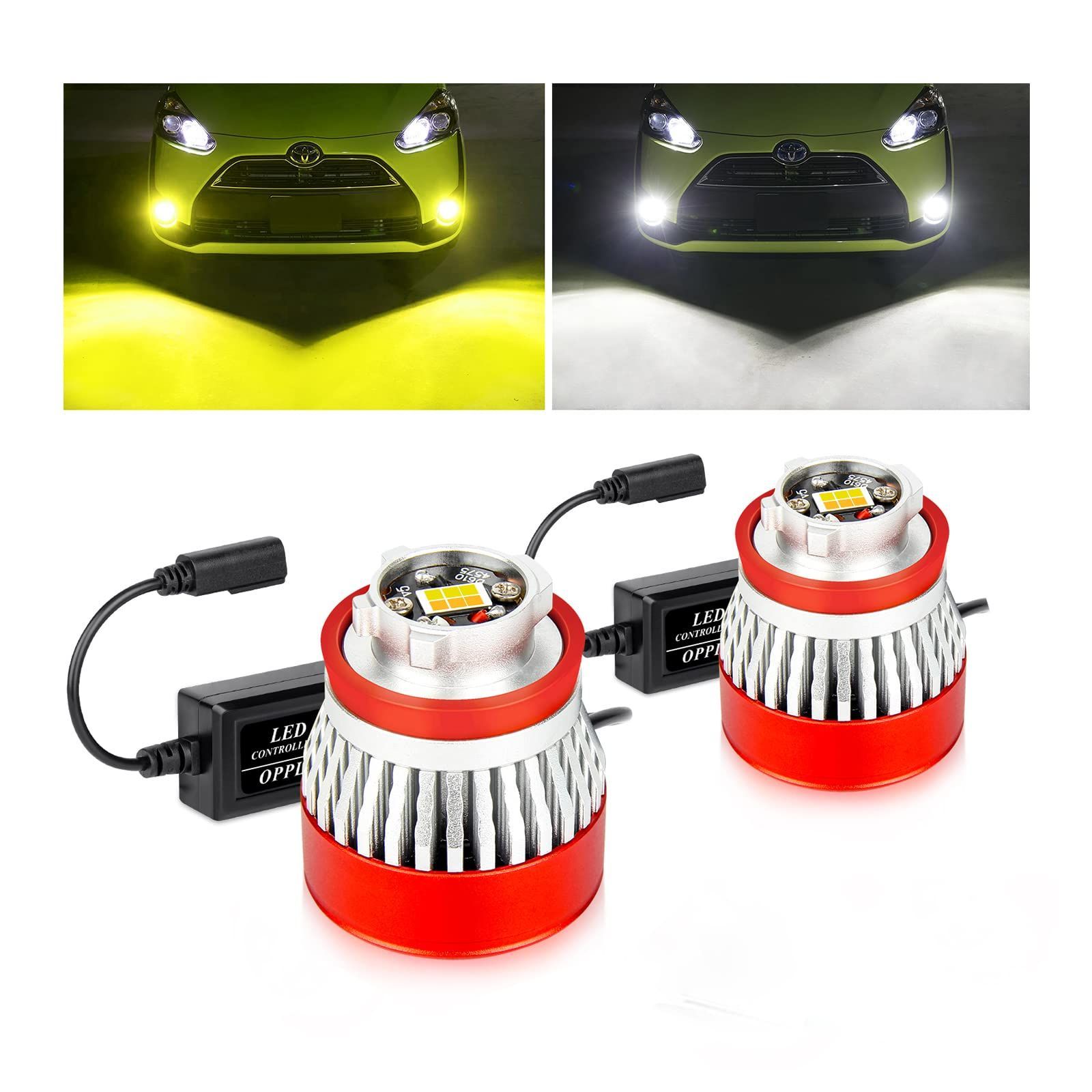 新品 OPPLIGHT L1B LED フォグランプ 純正LED交換用バルブ 2色切替 ホワイト イエロー メモリー機能付き 爆光 5800LM 車検対応 ハイエース7型 カローラクロス/スポーツ/ツーリング クラウン220系 50プ