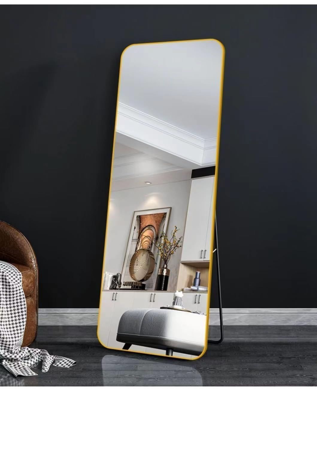 スタンドミラー 150cmx40cm 全身鏡 ゴールド 1421 スタンドミラー